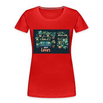 Amoureux des plantes - T-shirt bio Premium Femme - rouge - Devant - Mia (176cm)