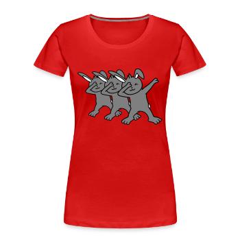 3 Hasen Dabbing Dab Dance Pose Tanzen Party Feiern - Frauen Premium Bio T-Shirt - Rot - Vorne - Mia (176cm)