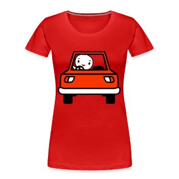 Bird Driving Car Driver Driving License Mobile - Women's Premium Organic T-Shirt - red - Front - Mia (176cm)