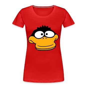 Duck looks funny goofy anxious confused comic - Women's Premium Organic T-Shirt - red - Front - Mia (176cm)