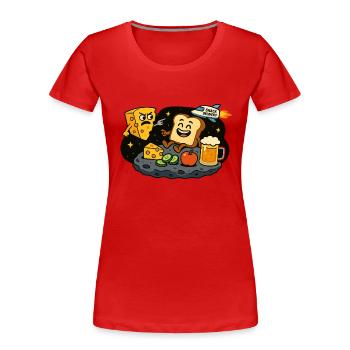 Brotzeit im Weltall - Frauen Premium Bio T-Shirt - Rot - Vorne - Mia (176cm)