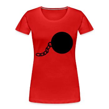 Kette und Eisenkugel - Frauen Premium Bio T-Shirt - Rot - Vorne - Mia (176cm)