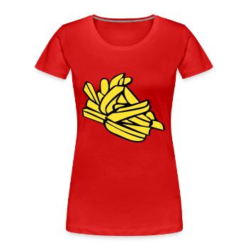 Pommes frites oder Chips - Frauen Premium Bio T-Shirt - Rot - Vorne - Mia (176cm)