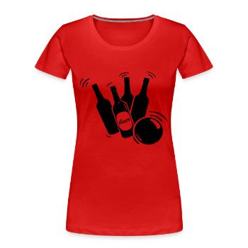 Bierflaschen Bowling - Frauen Premium Bio T-Shirt - Rot - Vorne - Mia (176cm)