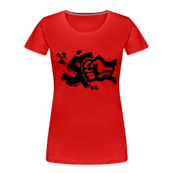 Against Nazis - T-shirt bio Premium Femme - rouge - Devant - Mia (176cm)