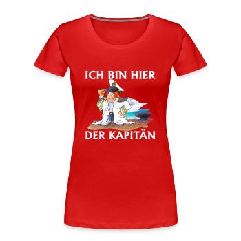 Kleiner Kapitän - Frauen Premium Bio T-Shirt - Rot - Vorne - Mia (176cm)