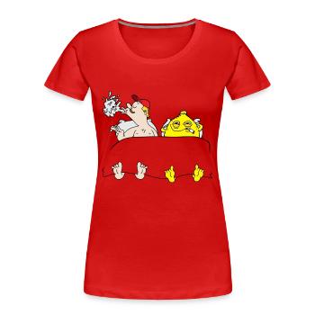 Zitrone im Bett - Frauen Premium Bio T-Shirt - Rot - Vorne - Mia (176cm)