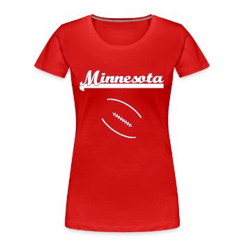 Minnesota + Logo - Frauen Premium Bio T-Shirt - Rot - Vorne - Mia (176cm)