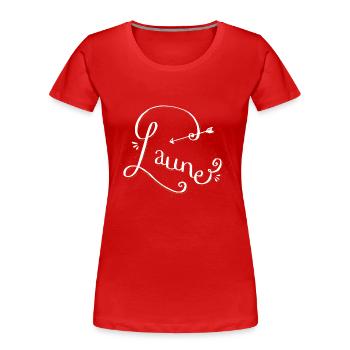 Laune | Lust & Laune weiss - Frauen Premium Bio T-Shirt - Rot - Vorne - Mia (176cm)