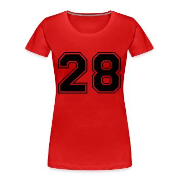 28 - T-shirt bio Premium Femme - rouge - Devant - Mia (176cm)