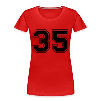 35 - Frauen Premium Bio T-Shirt - Rot - Vorne - Mia (176cm)