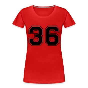 36 - T-shirt bio Premium Femme - rouge - Devant - Mia (176cm)