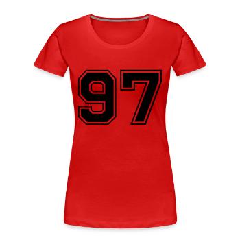 97 - T-shirt bio Premium Femme - rouge - Devant - Mia (176cm)