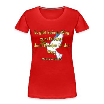 Friedensweg - Frauen Premium Bio T-Shirt - Rot - Vorne - Mia (176cm)