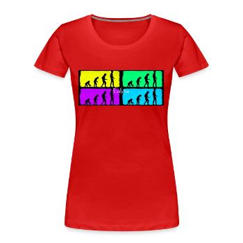 evolution - Frauen Premium Bio T-Shirt - Rot - Vorne - Mia (176cm)