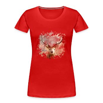Hirsch - Frauen Premium Bio T-Shirt - Rot - Vorne - Mia (176cm)