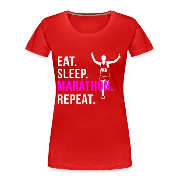 marathon - Women's Premium Organic T-Shirt - red - Front - Mia (176cm)