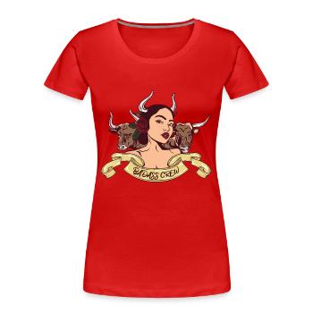 Badass crew - Sexy lady - bull - Women's Premium Organic T-Shirt - red - Front - Mia (176cm)