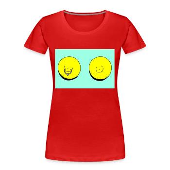 zitrone piercing tuerkis - Frauen Premium Bio T-Shirt - Rot - Vorne - Mia (176cm)