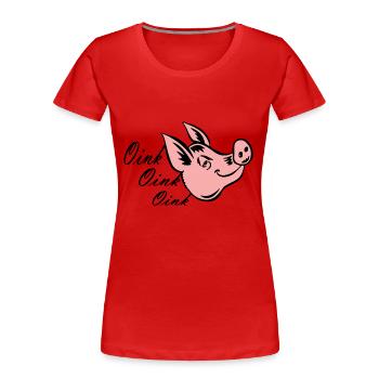 Kleines Schweinchen - Frauen Premium Bio T-Shirt - Rot - Vorne - Mia (176cm)