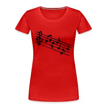 symbole de note de musique - T-shirt bio Premium Femme - rouge - Devant - Mia (176cm)