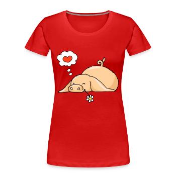 Porc dans l'amour - T-shirt bio Premium Femme - rouge - Devant - Mia (176cm)