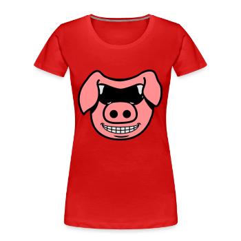 Porc frais - T-shirt bio Premium Femme - rouge - Devant - Mia (176cm)