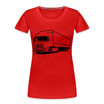 Truck LKW strasse - Frauen Premium Bio T-Shirt - Rot - Vorne - Mia (176cm)