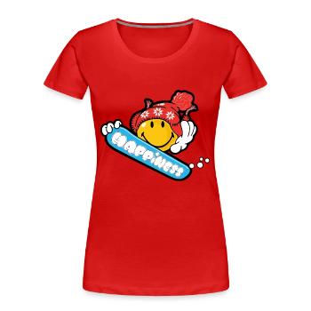 Smiley Snowboarding - T-shirt bio Premium Femme - rouge - Devant - Mia (176cm)