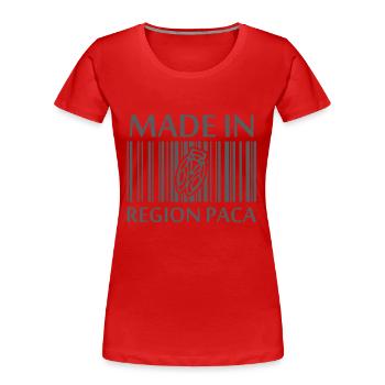 Provence Alpes Côte d'Azur Made in PACA Cigale - T-shirt bio Premium Femme - rouge - Devant - Mia (176cm)