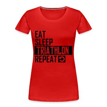 eat sleep triathlon - Frauen Premium Bio T-Shirt - Rot - Vorne - Mia (176cm)