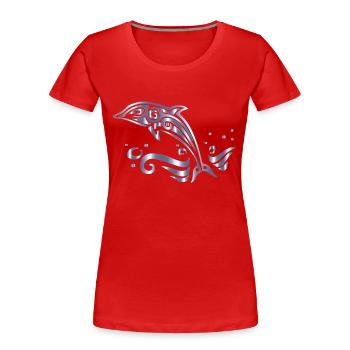 Chromatic Tribal Dolphin 13 No Background - T-shirt bio Premium Femme - rouge - Devant - Mia (176cm)