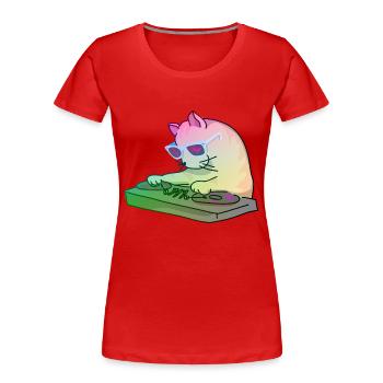 Rainbow DJ Kitty - dj cat - Women's Premium Organic T-Shirt - red - Front - Mia (176cm)