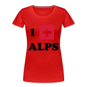 I Love Alps - Switzerland, Swiss - Frauen Premium Bio T-Shirt - Rot - Vorne - Mia (176cm)
