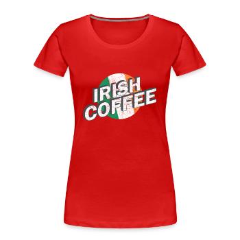 Irish Coffee Cocktail vintage Lettering Logo Retro - Frauen Premium Bio T-Shirt - Rot - Vorne - Mia (176cm)
