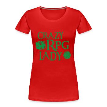 Verrückte RPG-Dame mit Würfeln - Frauen Premium Bio T-Shirt - Rot - Vorne - Mia (176cm)