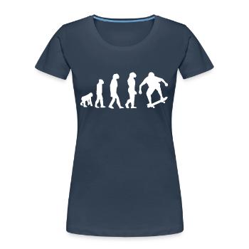 Skate-Evolution - Frauen Premium Bio T-Shirt - Navy - Vorne - Mia (176cm)