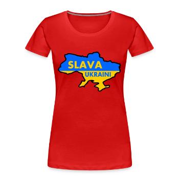Slava ukraini - Frauen Premium Bio T-Shirt - Rot - Vorne - Mia (176cm)
