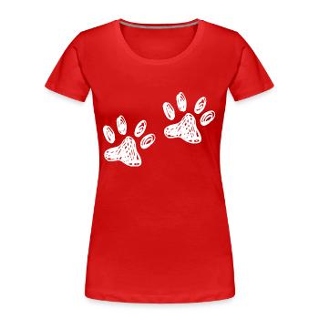 Pattes Chien Chat Patte Imprimer - T-shirt bio Premium Femme - rouge - Devant - Mia (176cm)