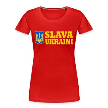 Slava ukraini - Frauen Premium Bio T-Shirt - Rot - Vorne - Mia (176cm)