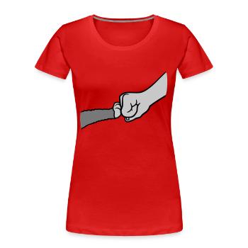 Katze Brofist Fist Pump - Frauen Premium Bio T-Shirt - Rot - Vorne - Mia (176cm)