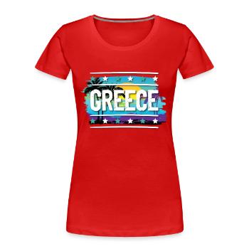 Greece - Frauen Premium Bio T-Shirt - Rot - Vorne - Mia (176cm)