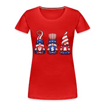 4 juillet USA Gnomes - T-shirt bio Premium Femme - rouge - Devant - Mia (176cm)