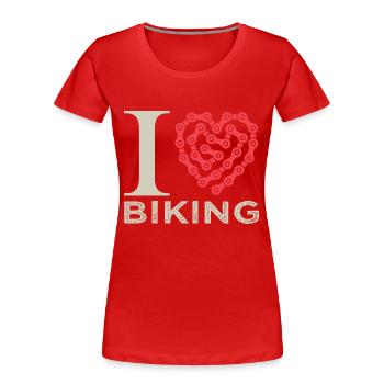 I love biking j aime le vélo - T-shirt bio Premium Femme - rouge - Devant - Mia (176cm)