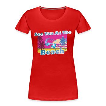Cooles Party Shirt Sommer Strand Urlaub Geschenk - Frauen Premium Bio T-Shirt - Rot - Vorne - Mia (176cm)