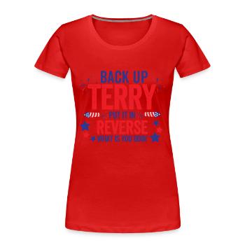 Drôle de feu d’artifice éponge de sauvegarde 4 juillet - T-shirt bio Premium Femme - rouge - Devant - Mia (176cm)