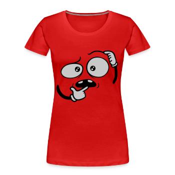 Geste de la main visage sceptique - T-shirt bio Premium Femme - rouge - Devant - Mia (176cm)