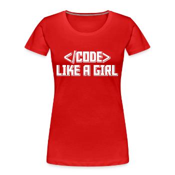 Code Like A Girl Coder Programmer Software Develop - Frauen Premium Bio T-Shirt - Rot - Vorne - Mia (176cm)