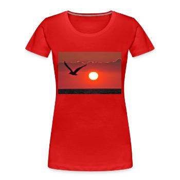Abendrot mit Möwe - Frauen Premium Bio T-Shirt - Rot - Vorne - Mia (176cm)