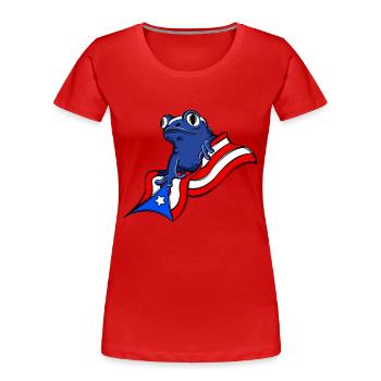 Grenouille portoricaine Patrimoine portoricain - T-shirt bio Premium Femme - rouge - Devant - Mia (176cm)